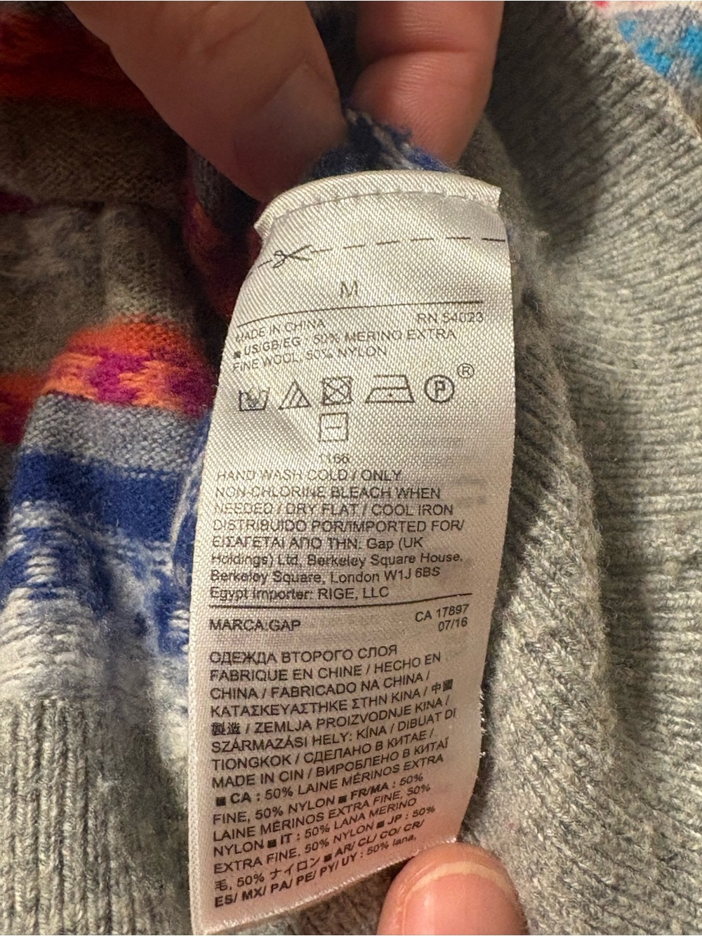 GAP Multicolor Fair Isle Crewneck Sweater - Gray, Blue, Pink, Orange, Purple - Picture 4 of 4